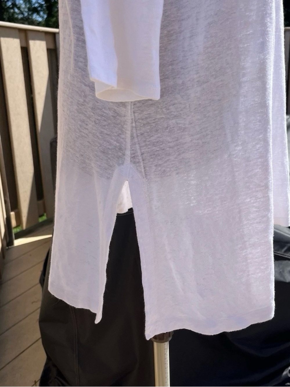 Eileen Fisher White Linen Boatneck 3/4 Sleeve Tunic Top S Lagenlook Minimalist - Picture 3 of 5